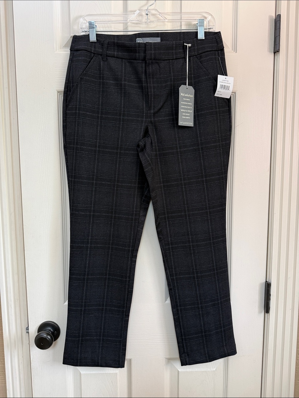 Wit & Wisdom charcoal Black Plaid Dress Pants